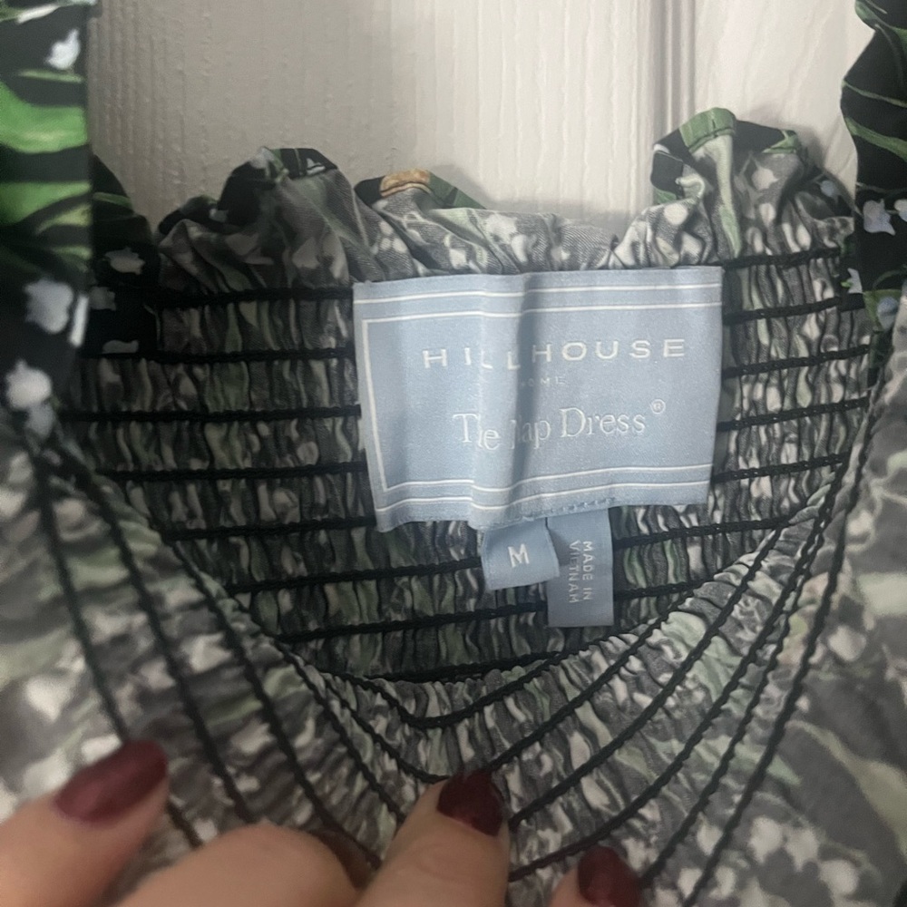 Hill House Green and Black Floral Smocked Midi Dress - Picture 2 of 5
